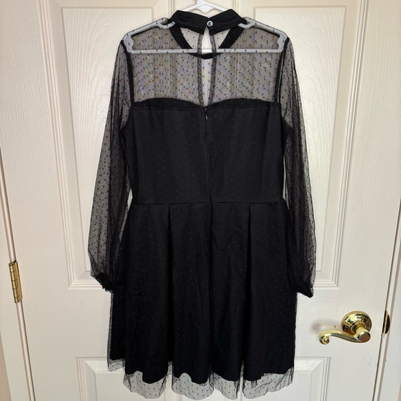 Girls Mesh Long Sleeve Mock Neck High Waist A Line Dress Size 10 Black - Picture 4 of 9